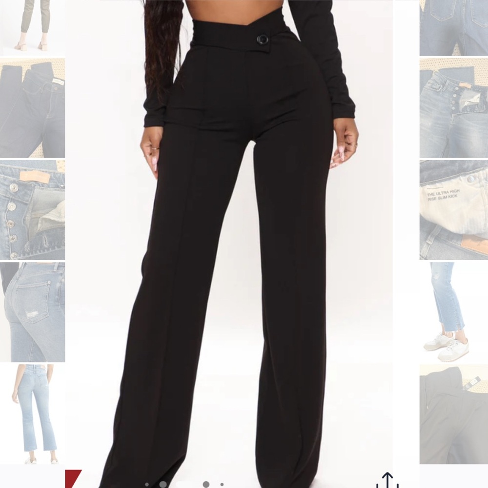 Fashion Nova Call It Even Wide Leg Dress Pants Black Size M NWT